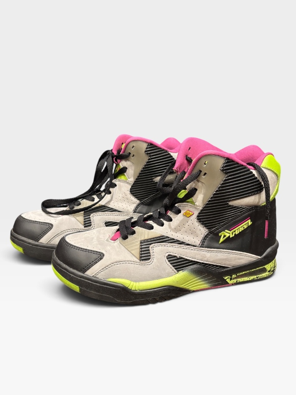 British Knights Dymacel High Tops Size 10.5 Shoes Grey/lime Green/cobal